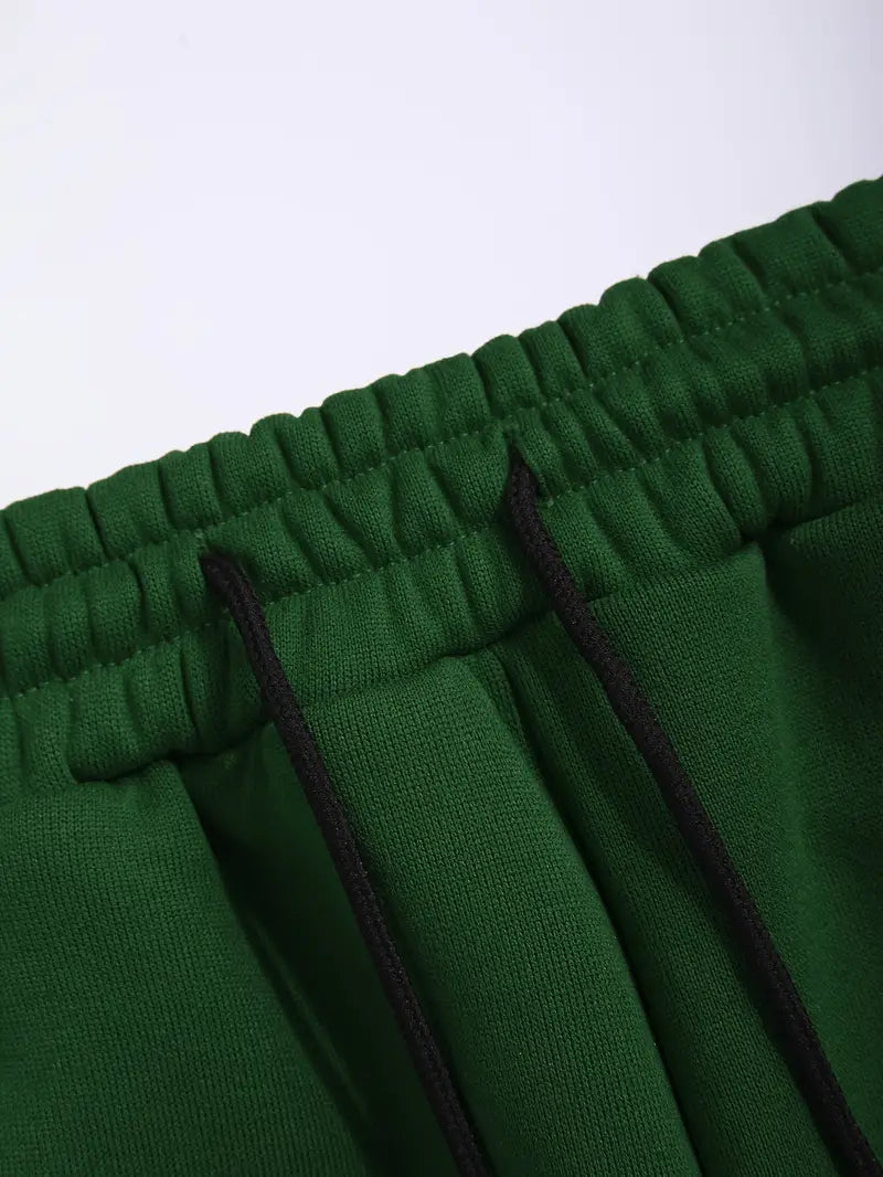 Men's Athletic 2Pcs Tracksuit Set(Green) (Casual) Full-Zip Sweat suits Long Sleeve Hoodie and Jogging Pants (